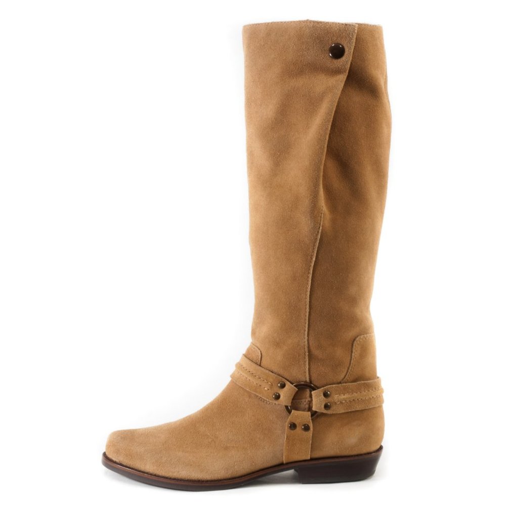 *** SOLD ***  FRANCO SARTO Artisan "Larriat" Suede Harness Slouch Boots, 8.5